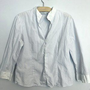 Sao Pinstripe Buttondown Shirt with Linen Detail